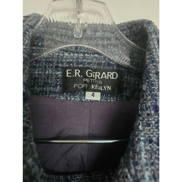 Women's Vintage E.R. Gerard for Renlyn Tweed Double Breasted Skirt Suit Set Blue - Picture 2 of 10